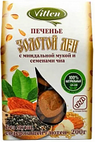 Печенье Золотой лен МИНДАЛЬНОЕ  на мальтите со стевией и семенами ЧИА  200г*12 ТМ Vitlen