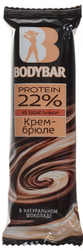 Крем-брюле в горьком шоколаде протеиновый батончик 50 г BODYBAR 22% *16