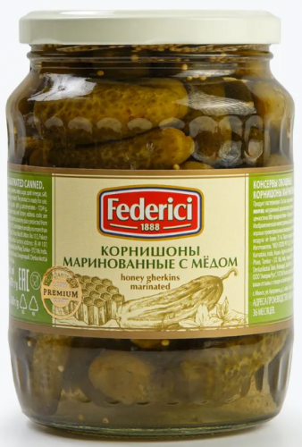 Корнишоны маринованные с мёдом 720 мл с/б *6 FEDERICI