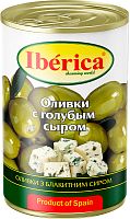 Оливки с голубым сыром ж/б 300г*12 Иберика