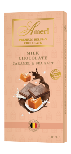 CU-0162-002 Шоколад молочный с карамелью и морской солью плитка 100г*12 Ameri