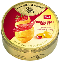  Леденцы с жидким центром Double Fruit Lemon with Strawberry  C&H 175г ж/б*9