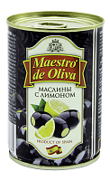 Маслины черные с лимоном  ж/б 280 г*12 Маэстро дэ Олива