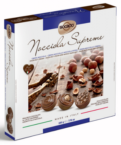 19540 Socado Nocciola Supreme ассорти шоколадных конфет 220г*8 картон