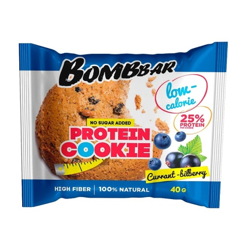 Смородина-черника печенье протеиновое низкокалорийное неглазированое  BOMBBAR 40 гр * 12